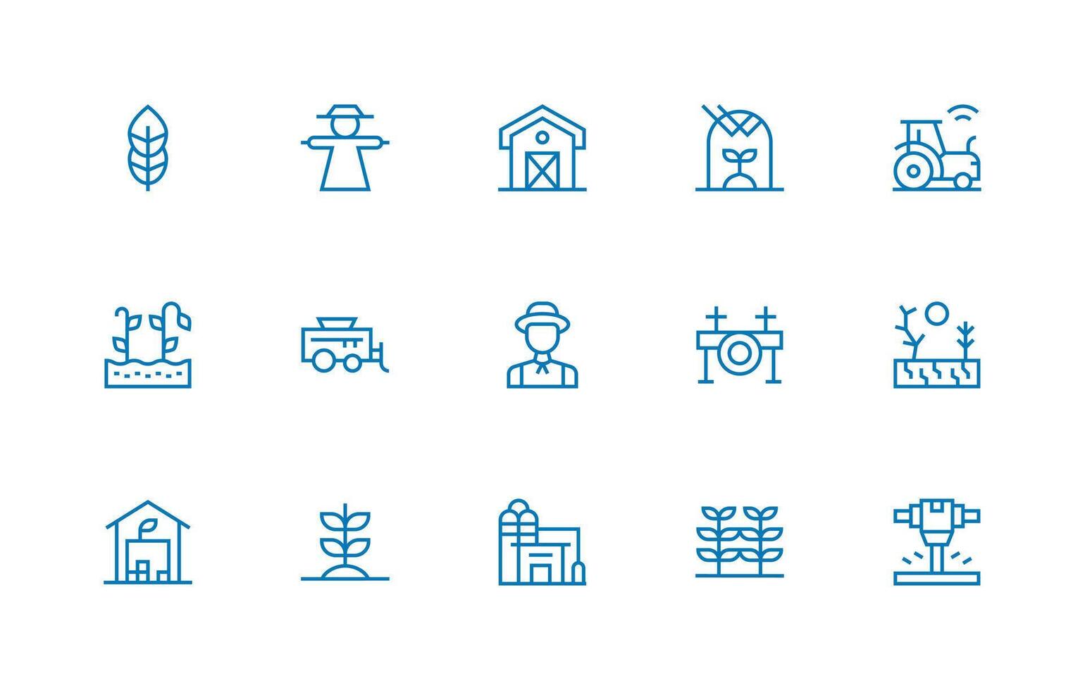 15 Icons for Crops in Regular Line Format Interface Icons for Daily Use vector