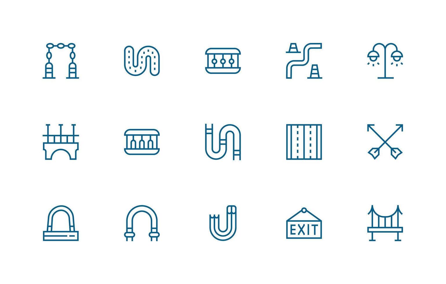 Pathway Set with 15 Regular Line Icons Complete Icon Set for Mobile Apps vector