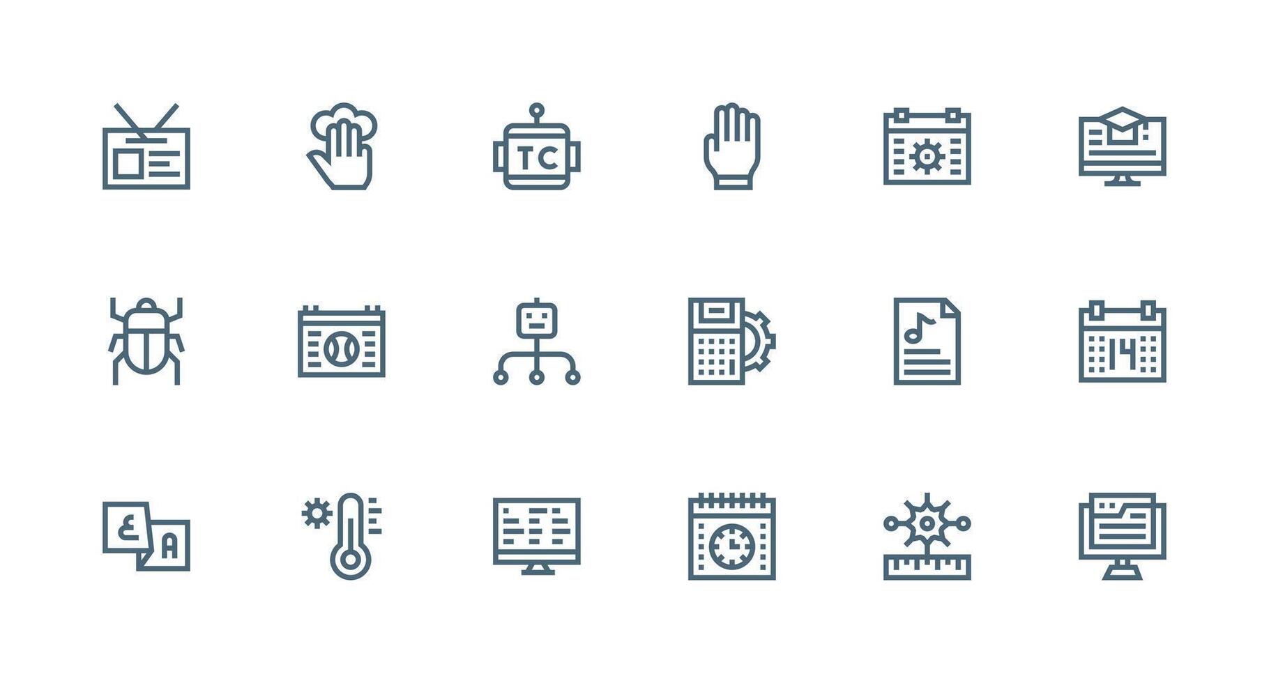 Strong Stroke Line Icons from Program Set with 18 Vectors Functional Icon Series