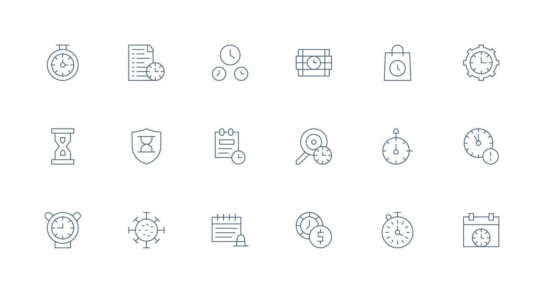 18 Minimal Line Style Icons from Deadline Collection UI-Ready Icon Collection vector