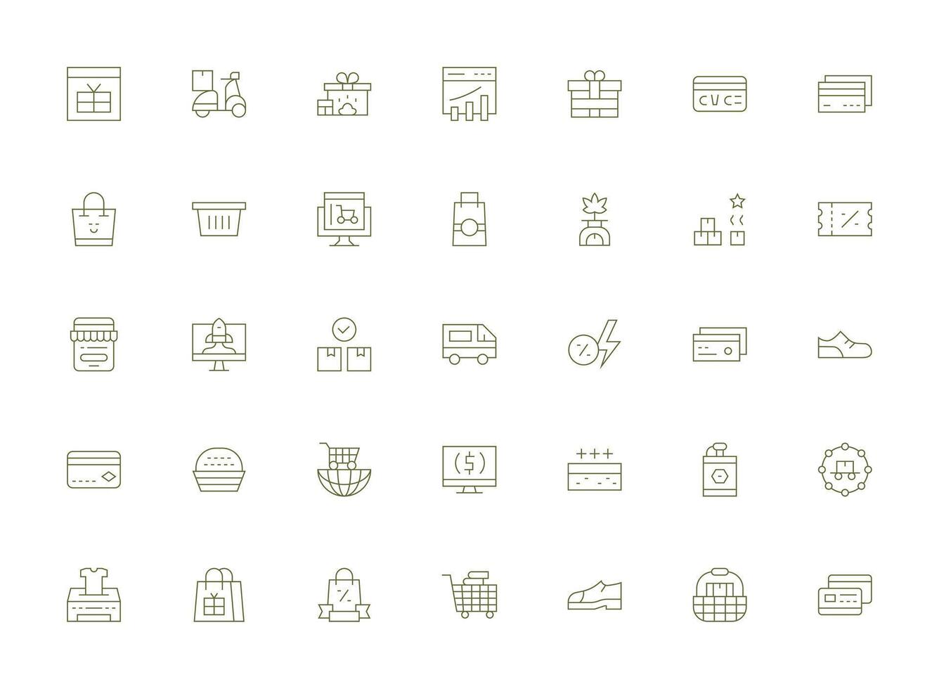 ECommerce Icon Set with 35 Light Line Graphics Icons Built for Visual Consistency Pack vector