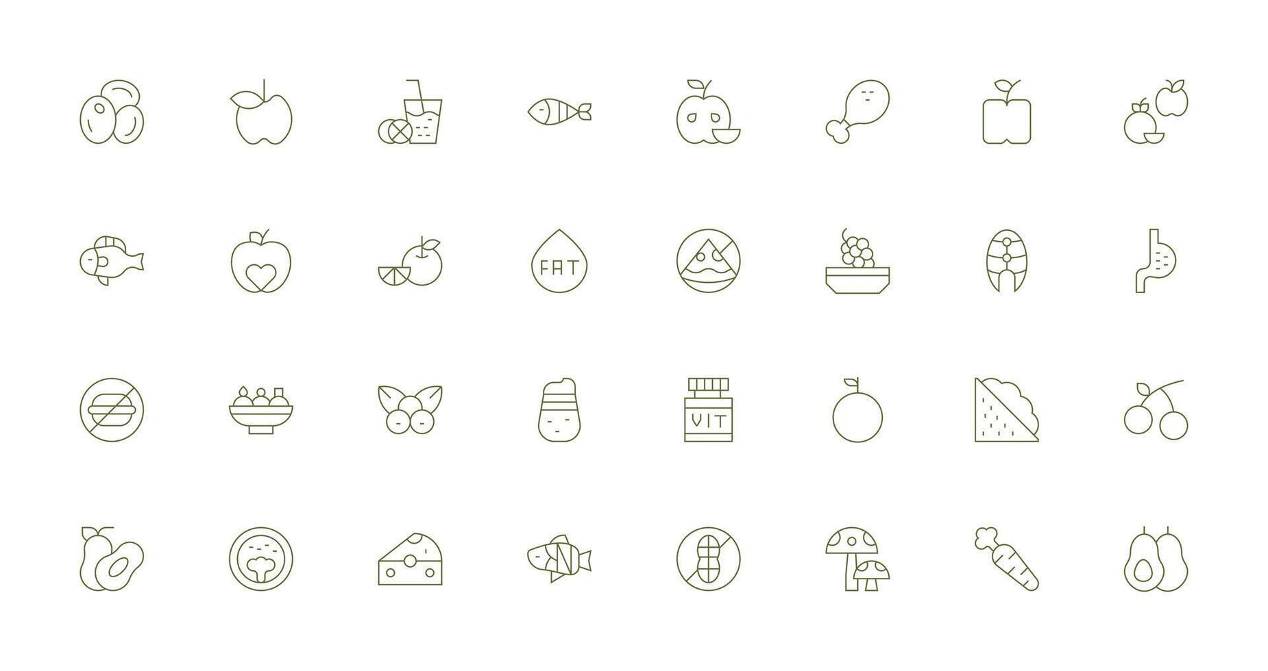 32 Thin Line Designs for Diet Icons Minimal Icon Set for Interface Projects vector