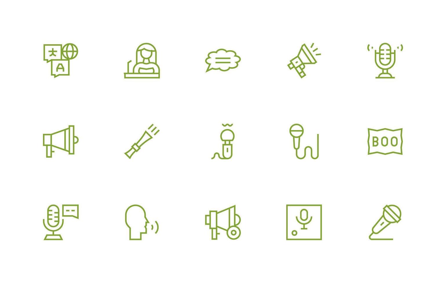 Regular Line Icons from Speech Set with 15 Vectors Icon Pack for UI