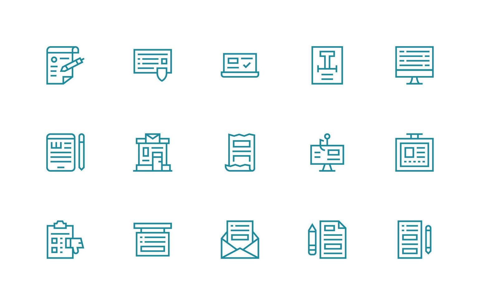 Regular Line Style Online Form Icons with 15 Vectors Pixel Perfect Icon Set