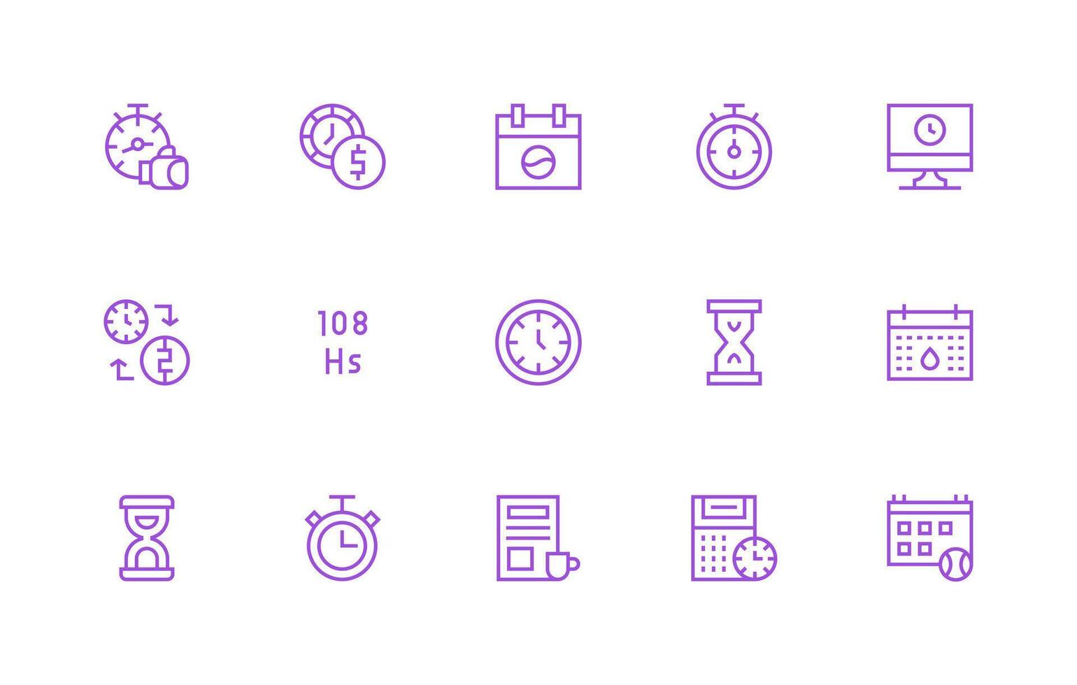 Deadline Icon Set with 15 Regular Line Graphics Interface Icon Collection for Daily Projects vector