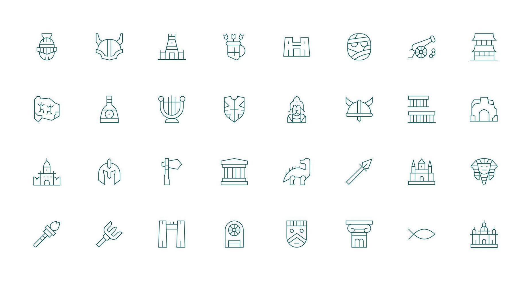 Ancient featuring 32 Icons in Thin Line Design Neat Icon Set vector