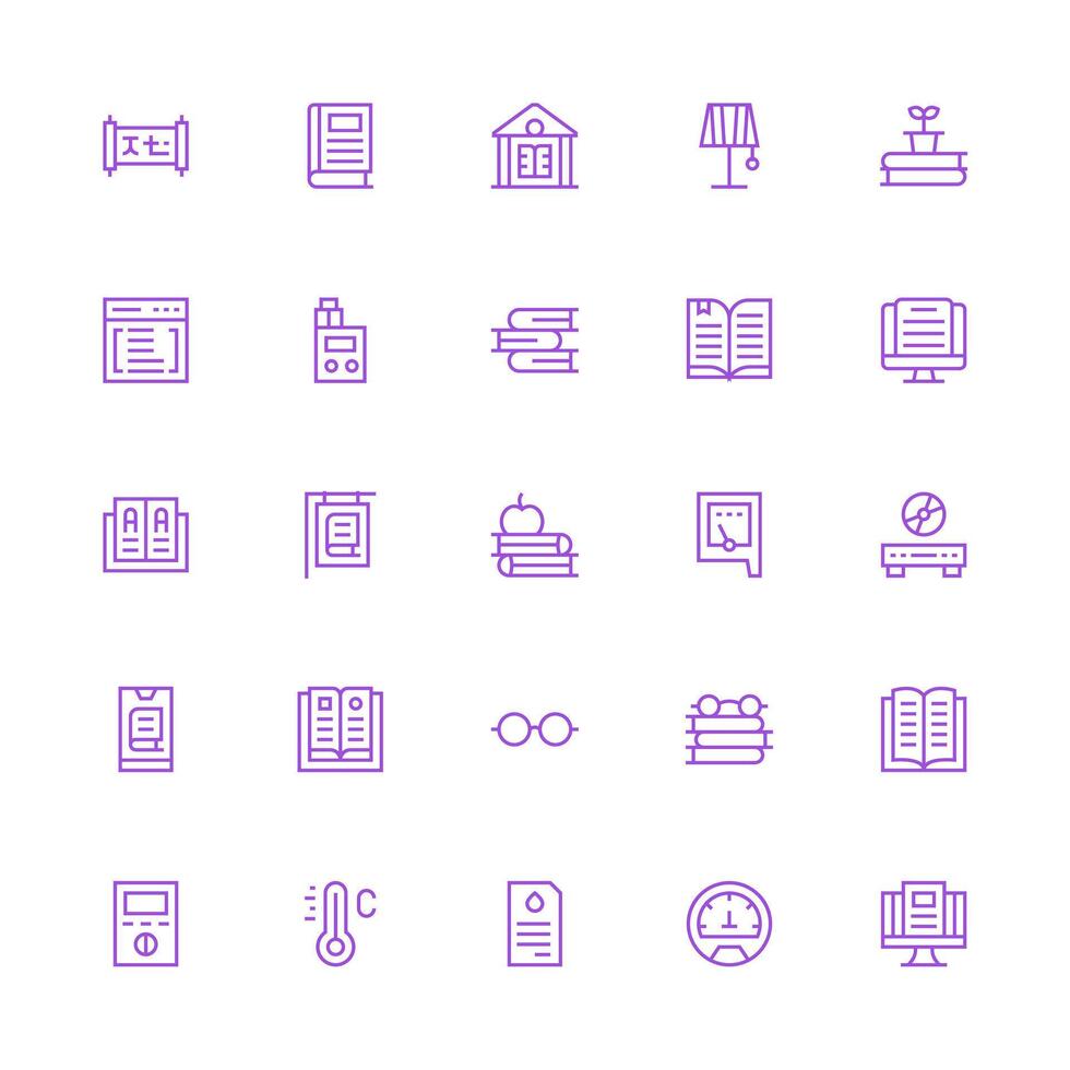 Reading Visual Pack containing 25 Medium Stroke Outline Icons Icons Built for Visual Consistency Pack vector