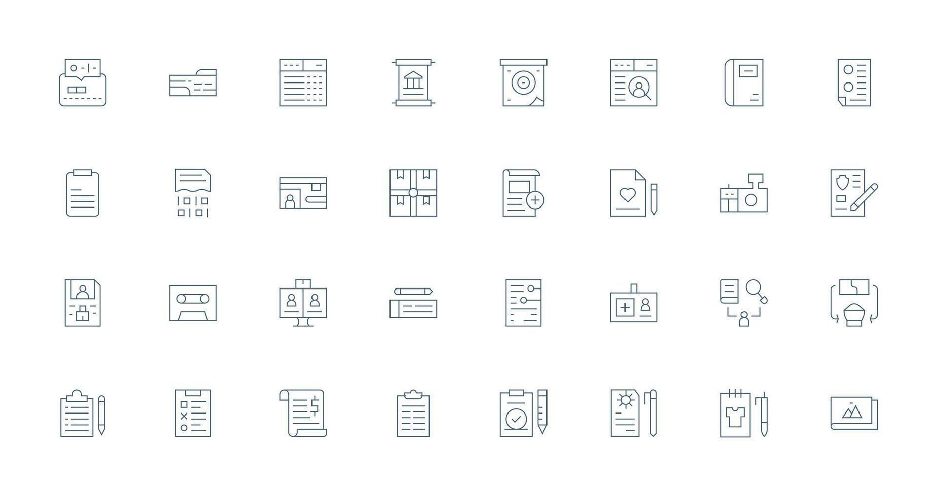 32 Thin Line Style Icons from Record Collection High-Resolution Icons for Any Platform vector