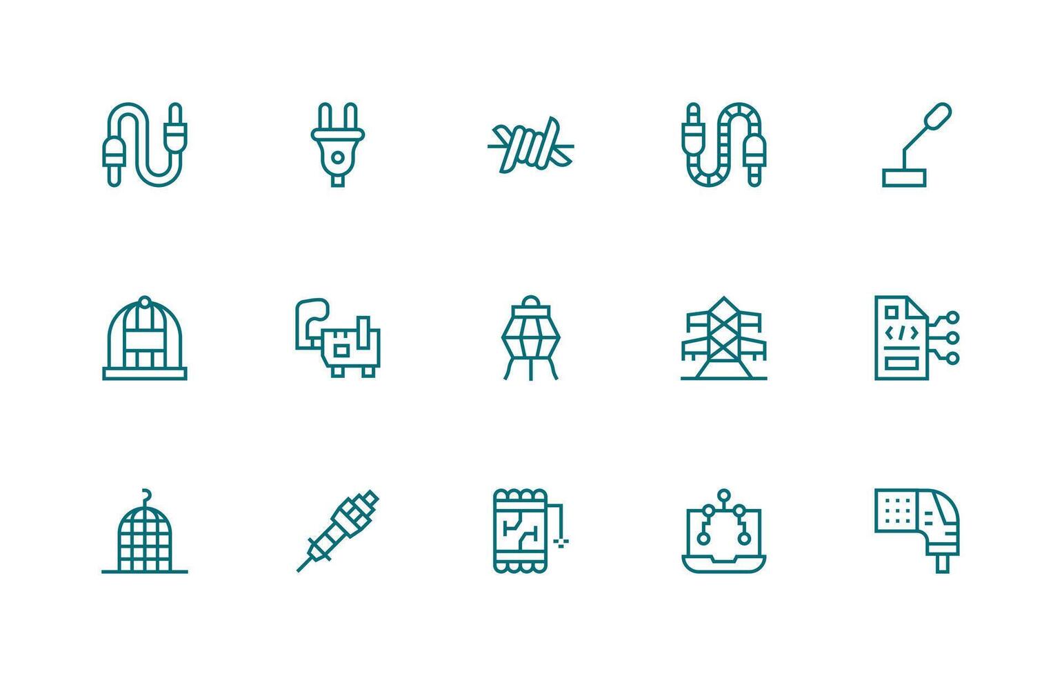 Regular Line Icons from Wire Set with 15 Vectors Customizable Icon Series for Mobile Screens