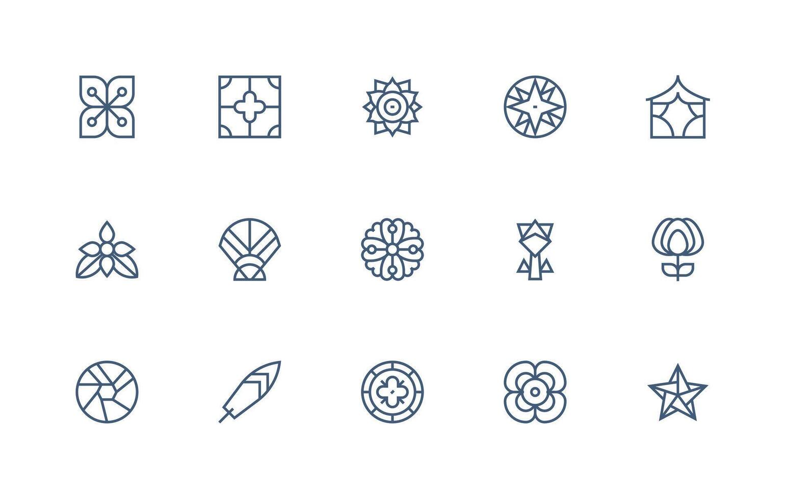 Regular Line Style Decorative Element Icons with 15 Vectors Dashboard Icon Series