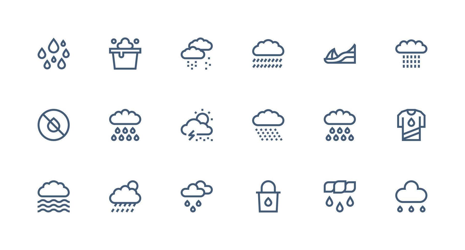 18 Strong Stroke Line Icons for Wet Graphics Reliable Icons for All Interfaces vector