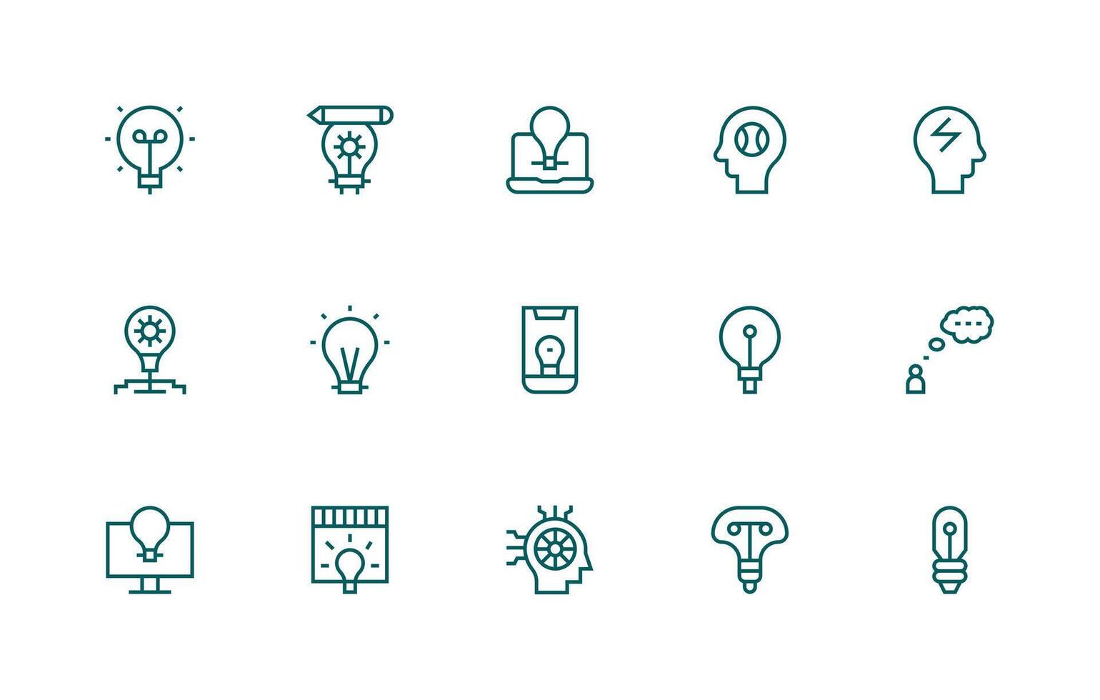 15 Regular Line Vectors for Thinking Theme Functional Icon Series