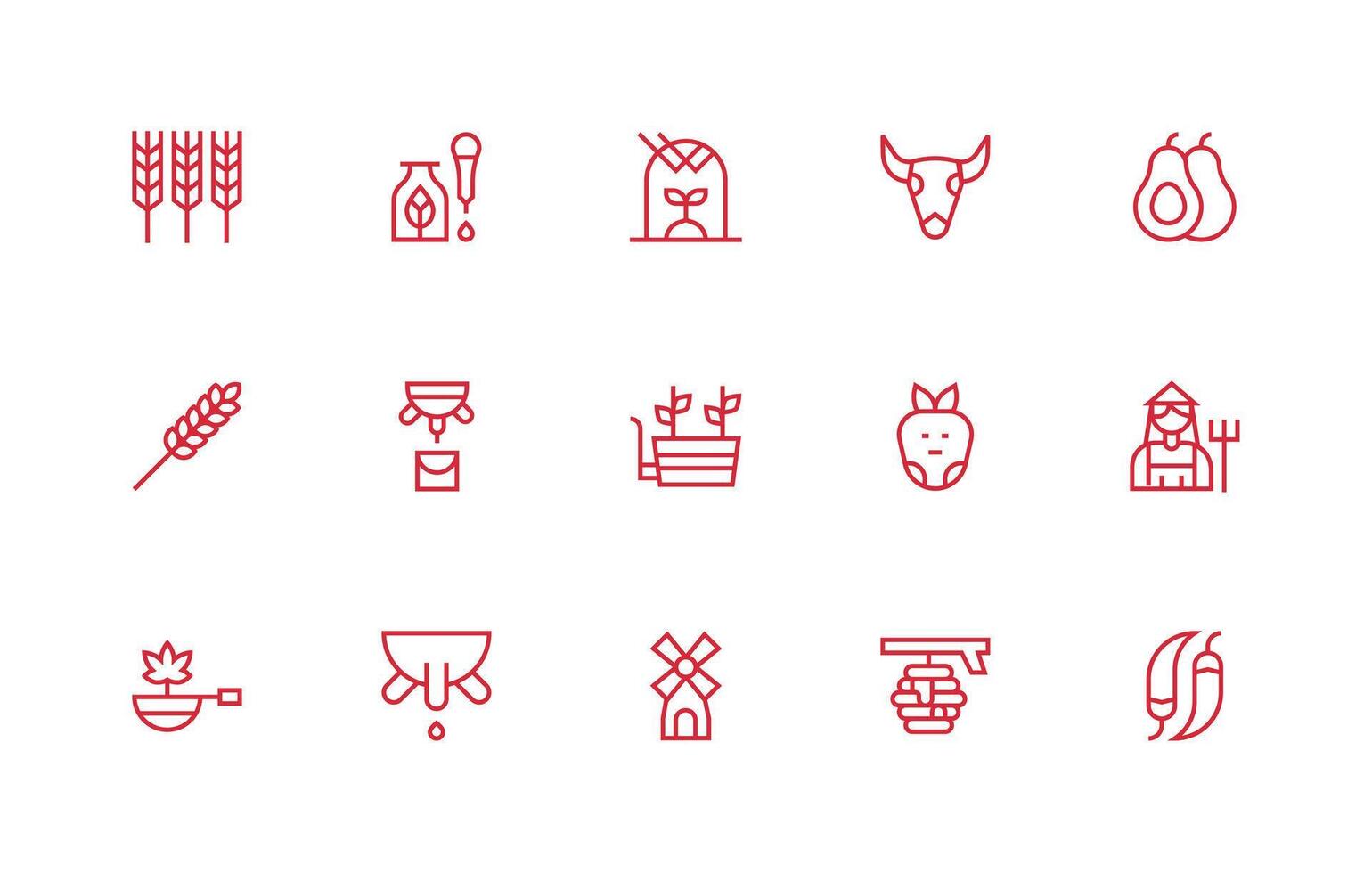 15 Icons for Farm in Regular Line Format Scalable Icons for All Themes vector