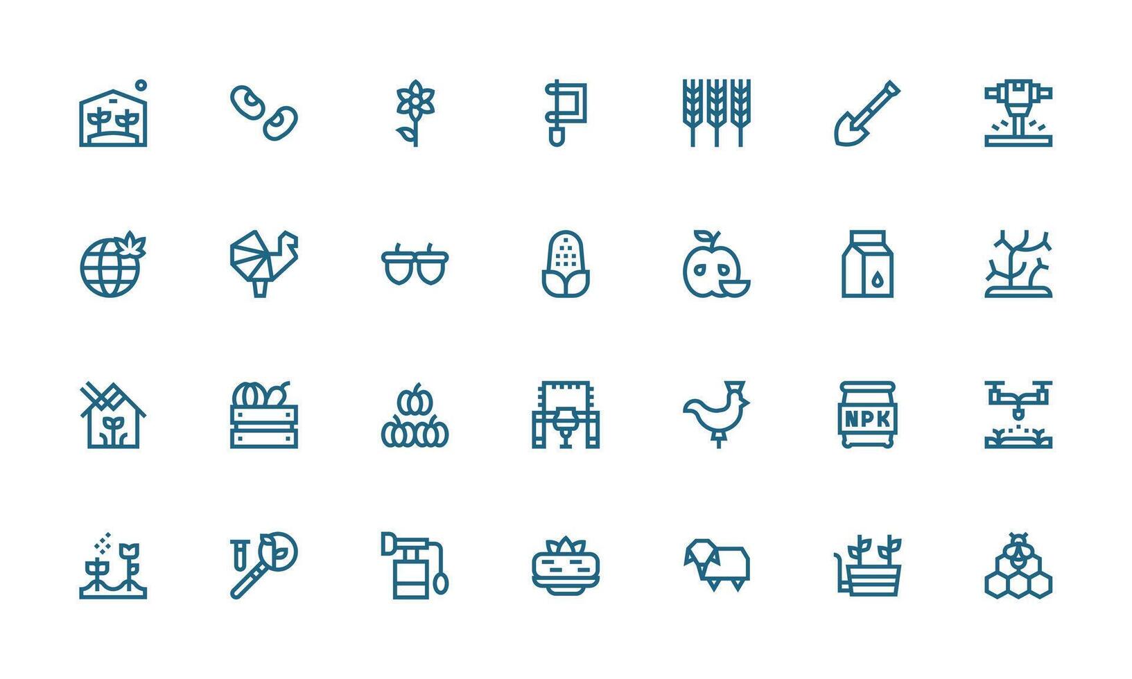 Agriculture Design Icons featuring 28 in Bold Line Style Icons Built for Visual Consistency Pack vector