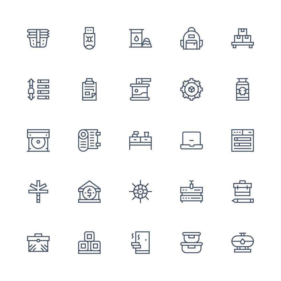 Storage Icon Collection with 25 Medium Stroke Outline Designs Clean Icon Collection for Web Use vector