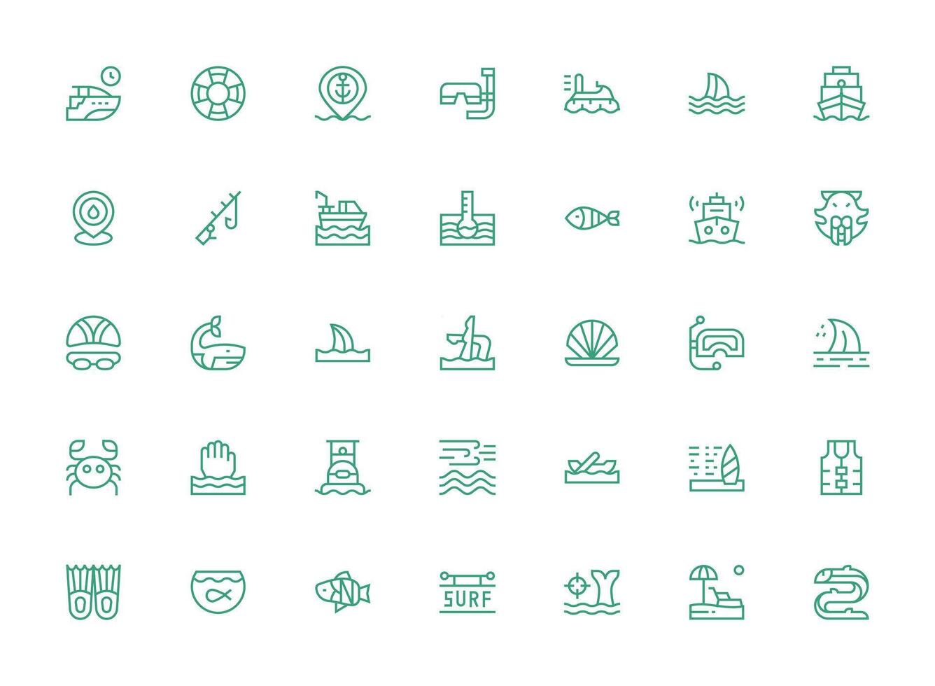 Regular Clean Line Icons from Ocean Set with 35 Vectors Reliable Icons for All Interfaces