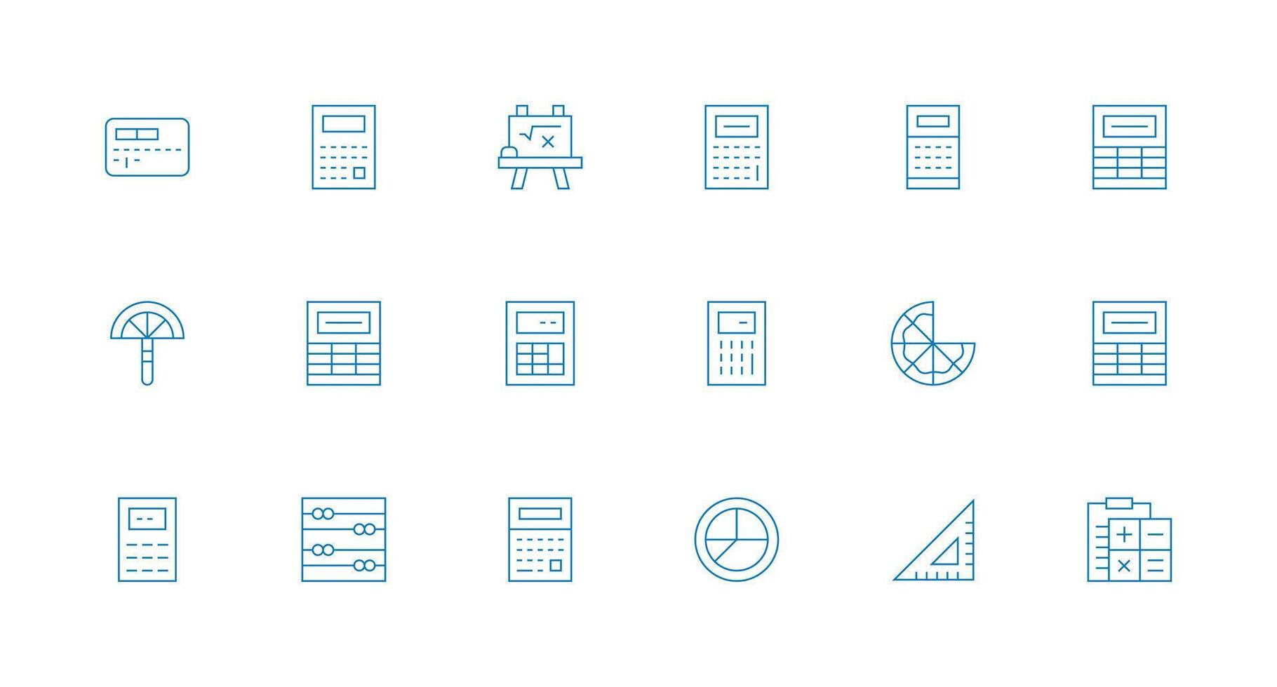 18 Minimal Line Icons for Math Graphics Icon Set for Apps vector