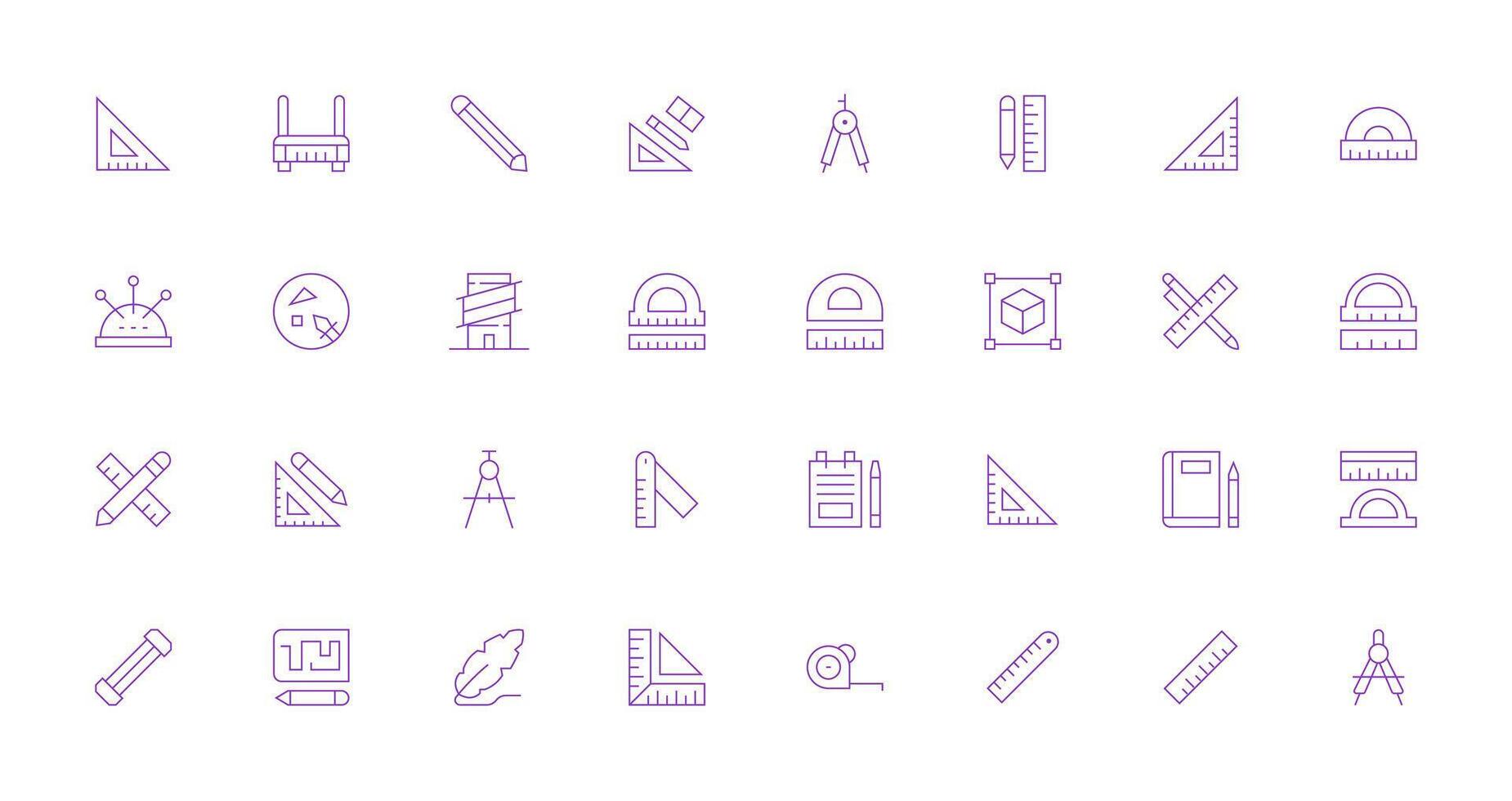 Drafting Icon Collection with 32 Thin Line Designs High-Resolution Icons for Any Platform vector