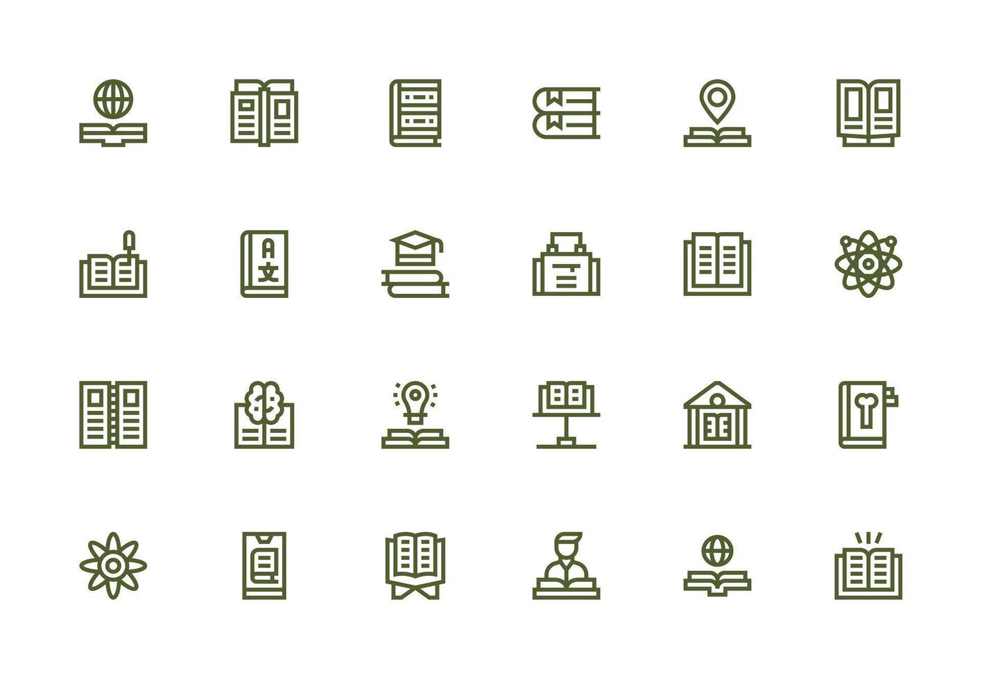 Textbook featuring 24 Icons in Thick Line Line Design Flexible Icon System for Web Interfaces vector
