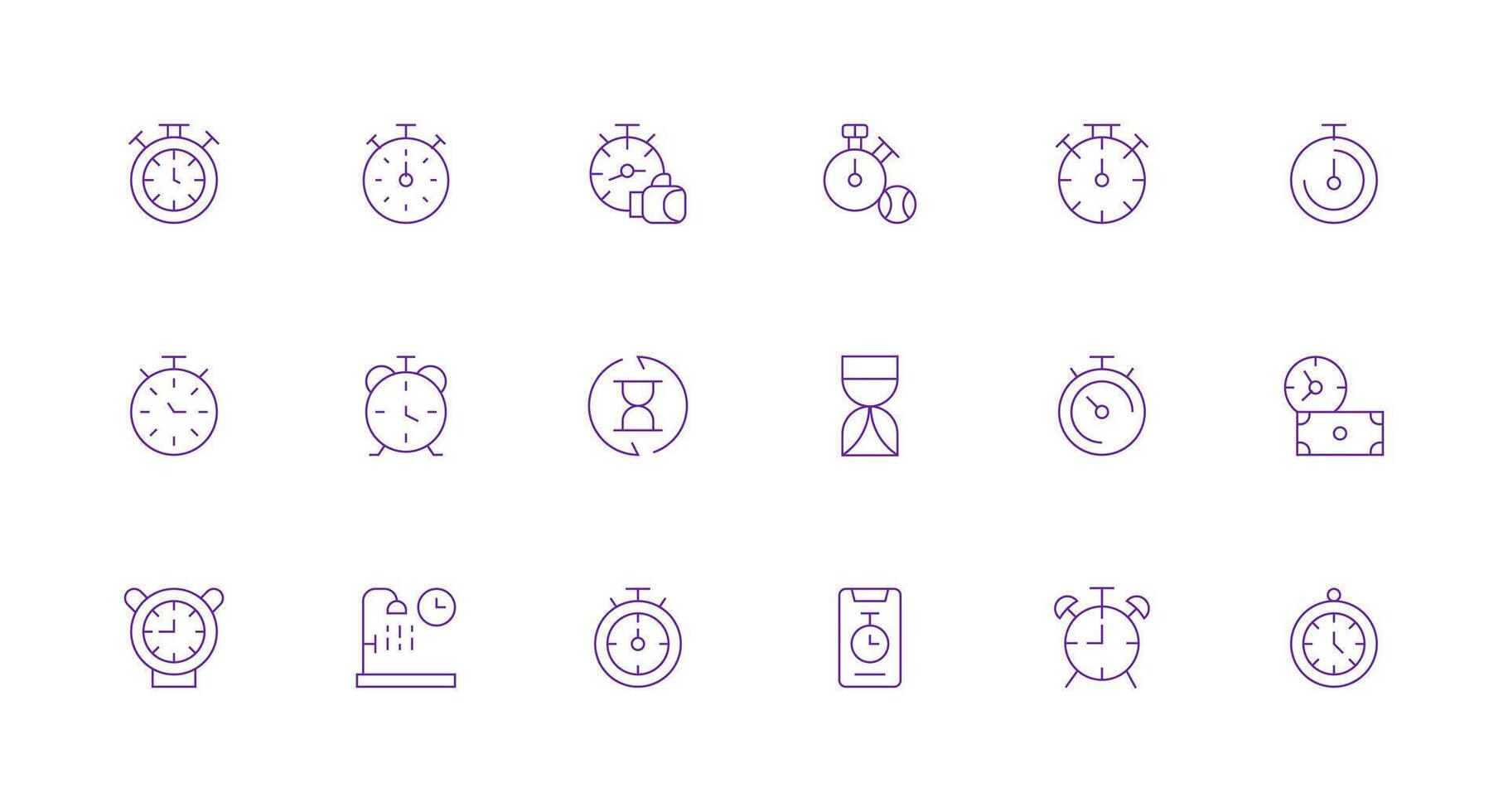 18 Icons for Duration in Minimal Line Format Minimal Icon Pack vector