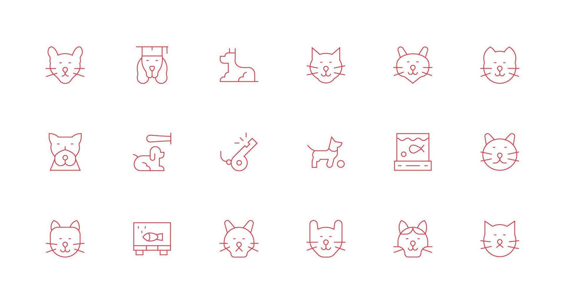 mascota conjunto con 18 mínimo línea íconos flexible icono sistema para web interfaces vector