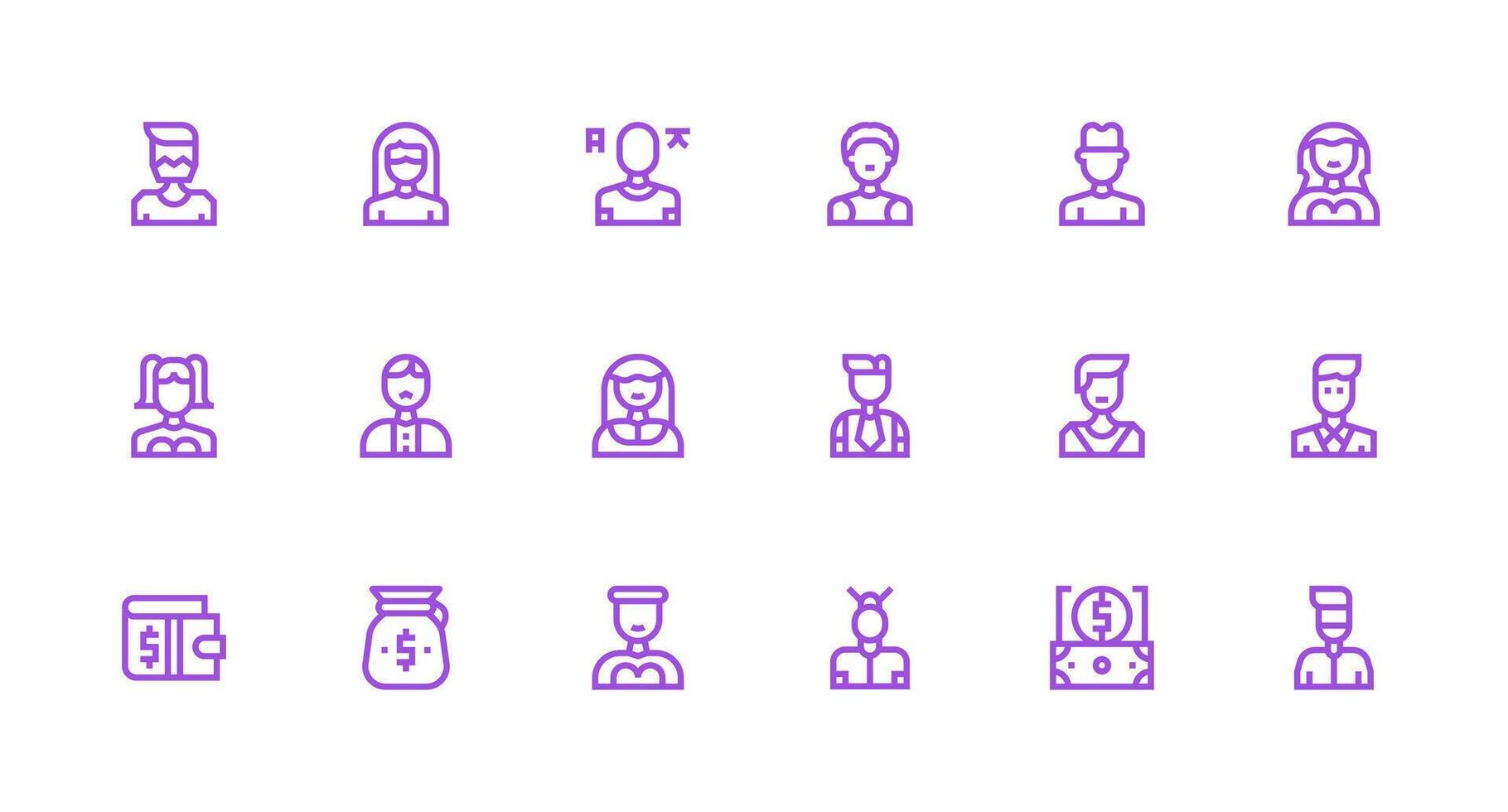 Accountant Design Icons featuring 18 in Strong Stroke Line Style Functional Icon Series vector