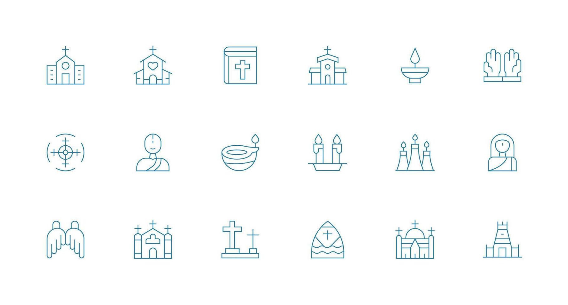Religious Icon featuring 18 Icons in Minimal Line Design Neatly Designed Icons for Web Platforms vector