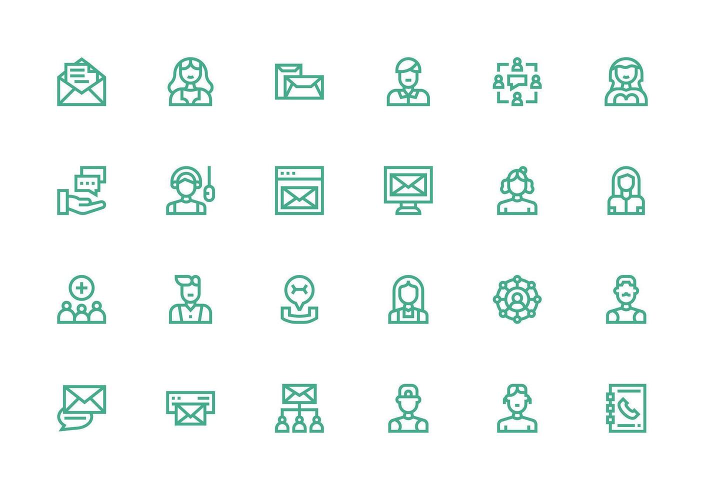 Contact including 24 Thick Line Line Illustrations Minimal Icon Set for Interface Projects vector