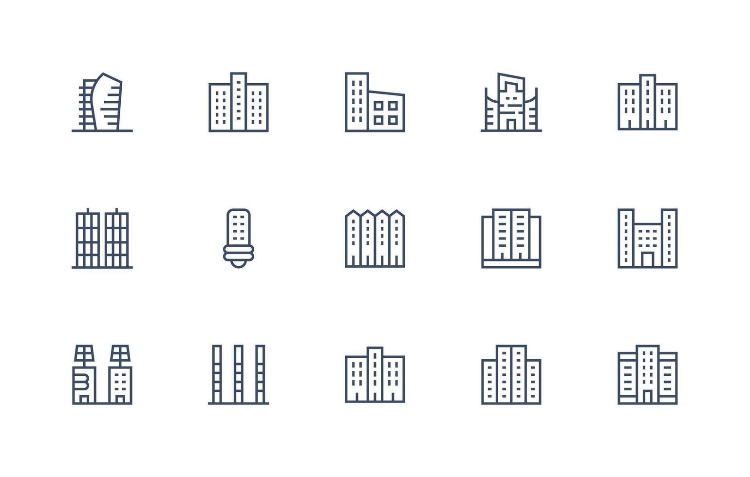 15 Regular Line Vectors for Apartments Theme Minimal Icon Set for Interface Projects