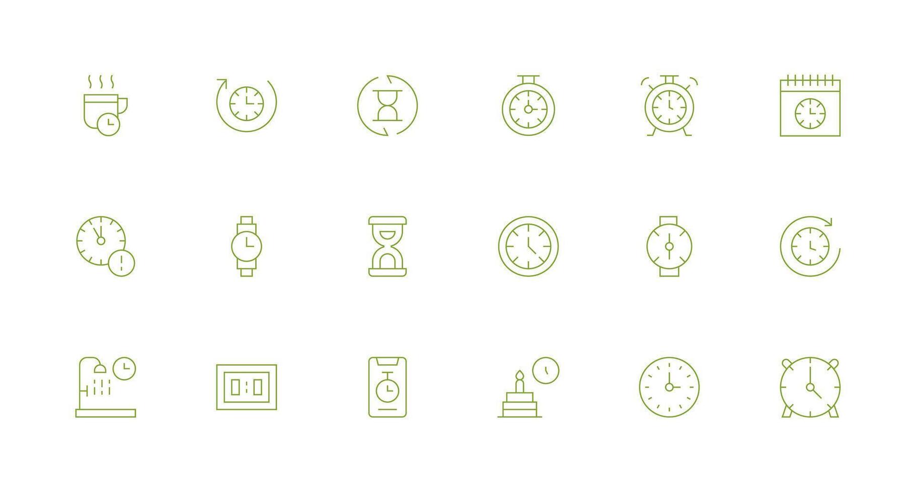 Timer Icon Set with 18 Minimal Line Graphics High-Quality Icon Pack vector