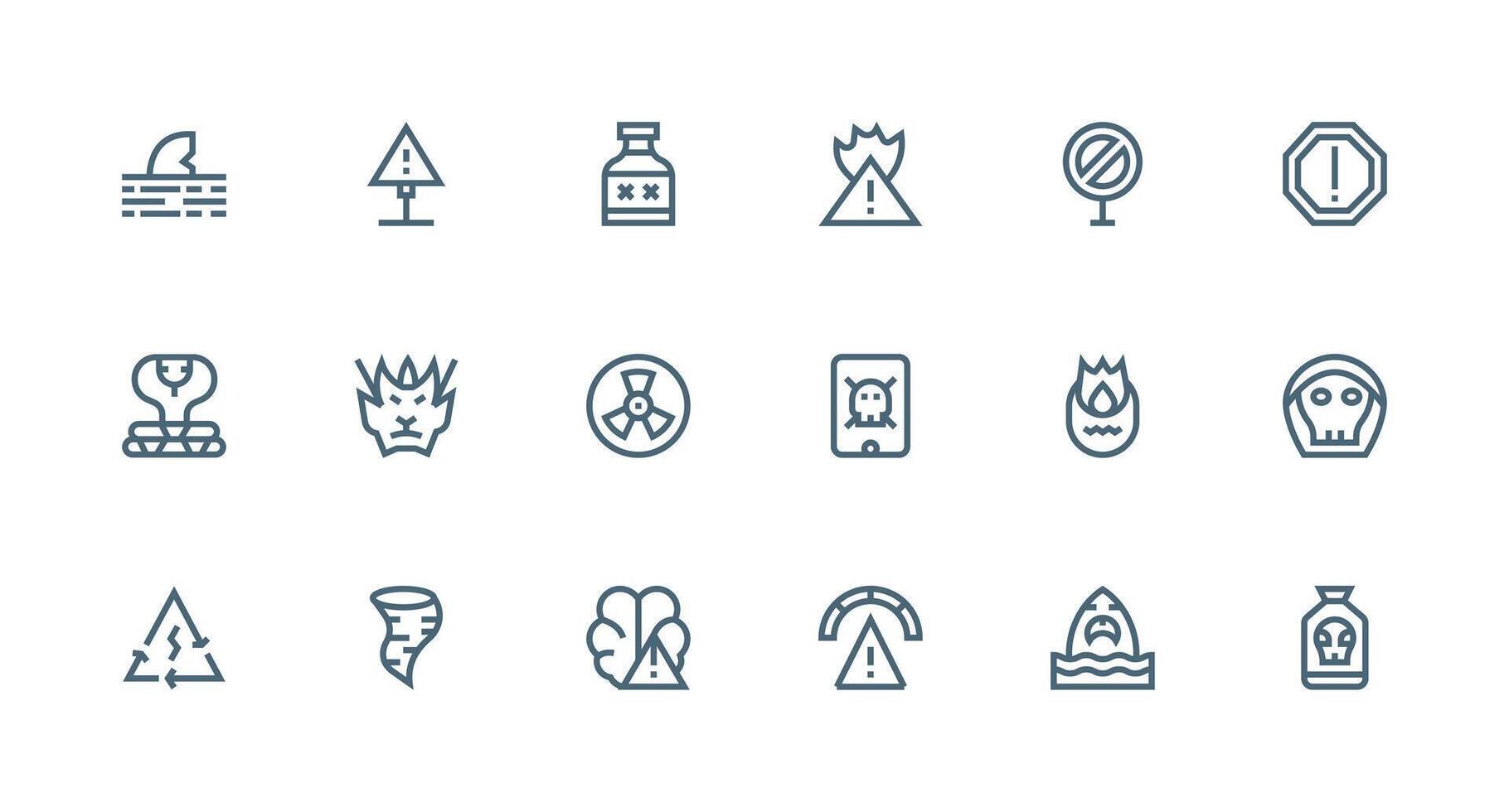 Strong Stroke Line Style Danger Sign Icons with 18 Vectors UI and UX Focused Icon Collection