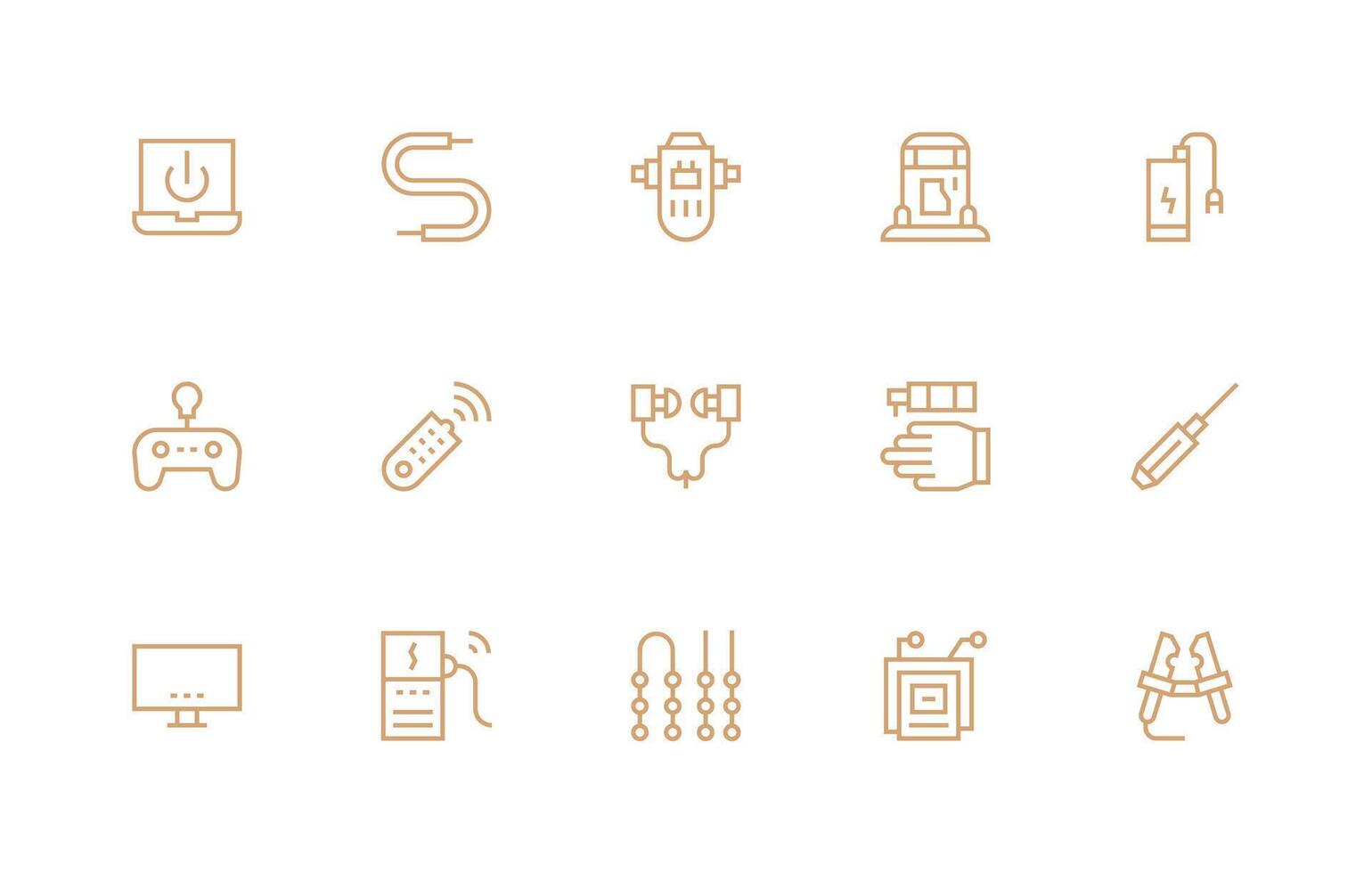 Electronics Icon Set with 15 Regular Line Graphics Well-Structured Icons for Creative Use vector