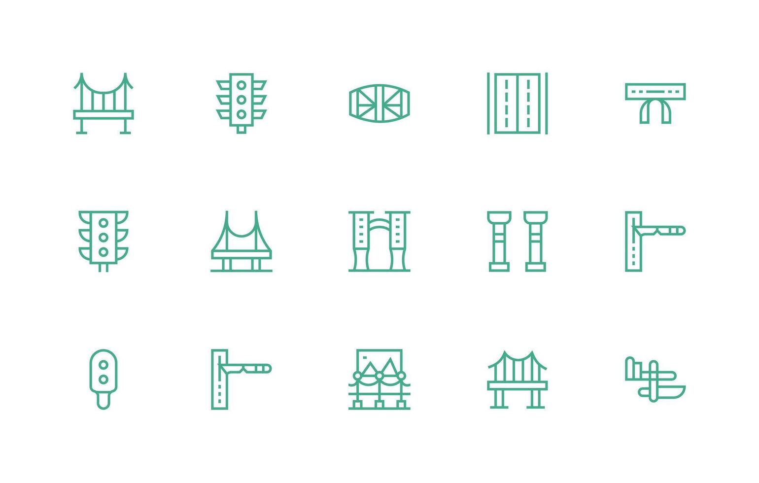 Roadway including 15 Regular Line Illustrations Clean Icon Collection for Web Use vector