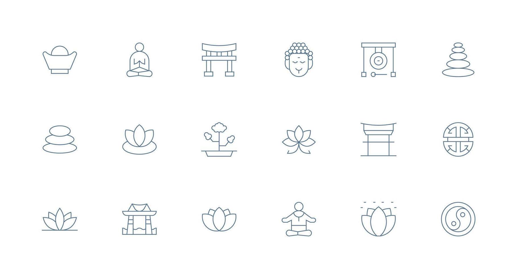 Minimal Line Style Zen Icons with 18 Vectors Sharp Icons for Presentations