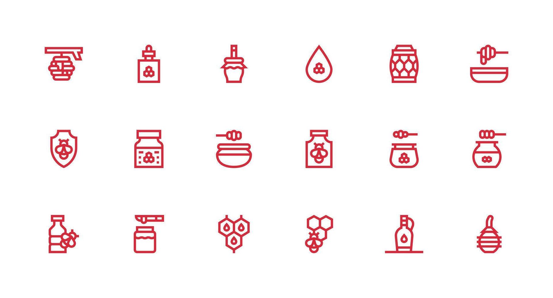 18 Icons for Honey in Strong Stroke Line Format User Interface Icons for Digital Products vector