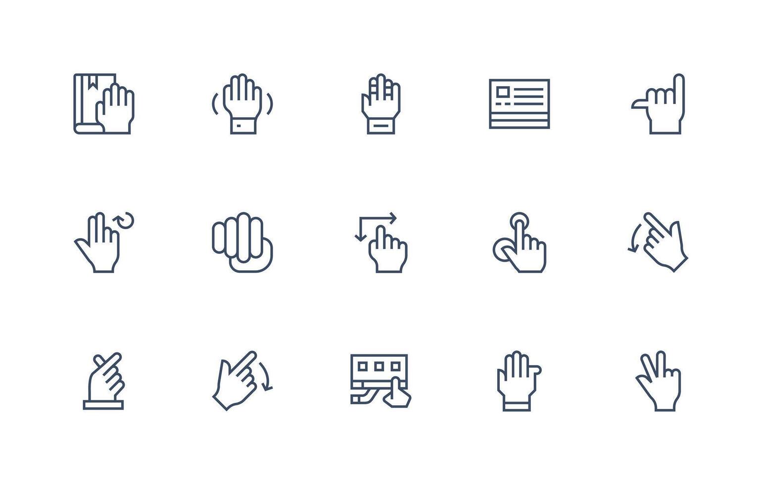 Touchscreen Set with 15 Regular Line Icons Organized Glyph Icons for Fast Design vector