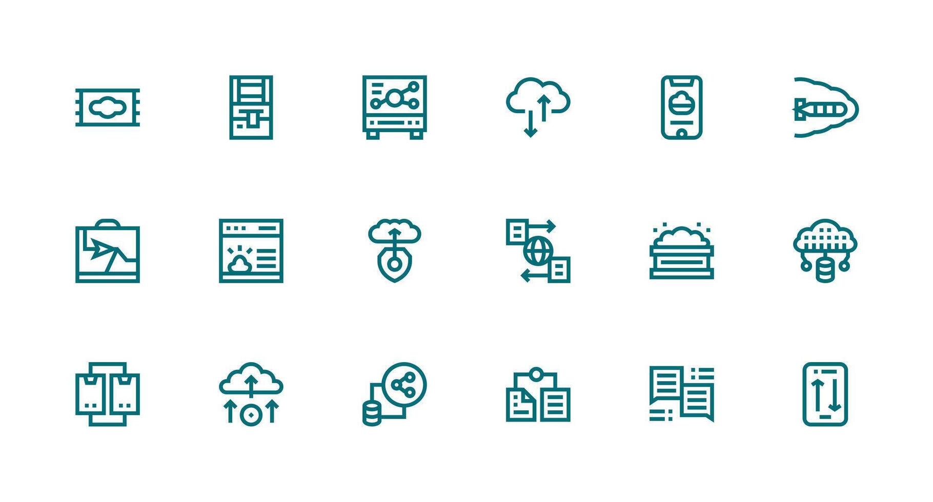 Strong Stroke Line Style File Sharing Icons with 18 Vectors High-Resolution Icons for Any Platform