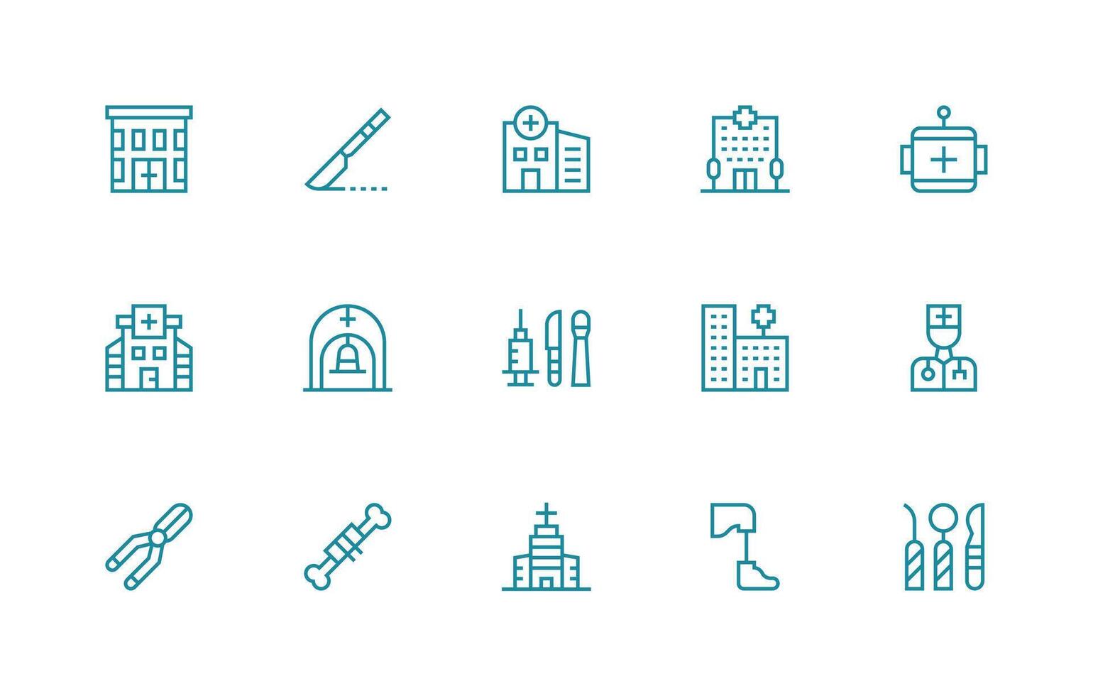 Regular Line Style Surgery Icons with 15 Vectors Neatly Designed Icons for Web Platforms