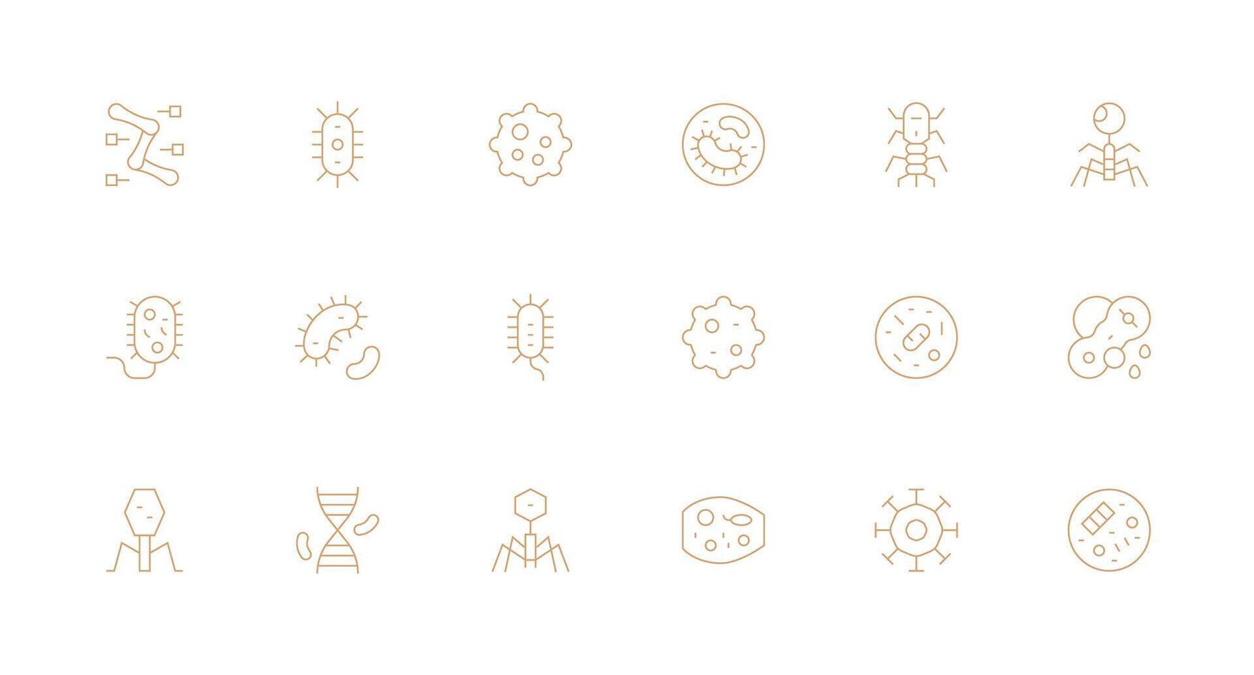 Microbe featuring 18 Icons in Minimal Line Design Icon Set for Projects vector
