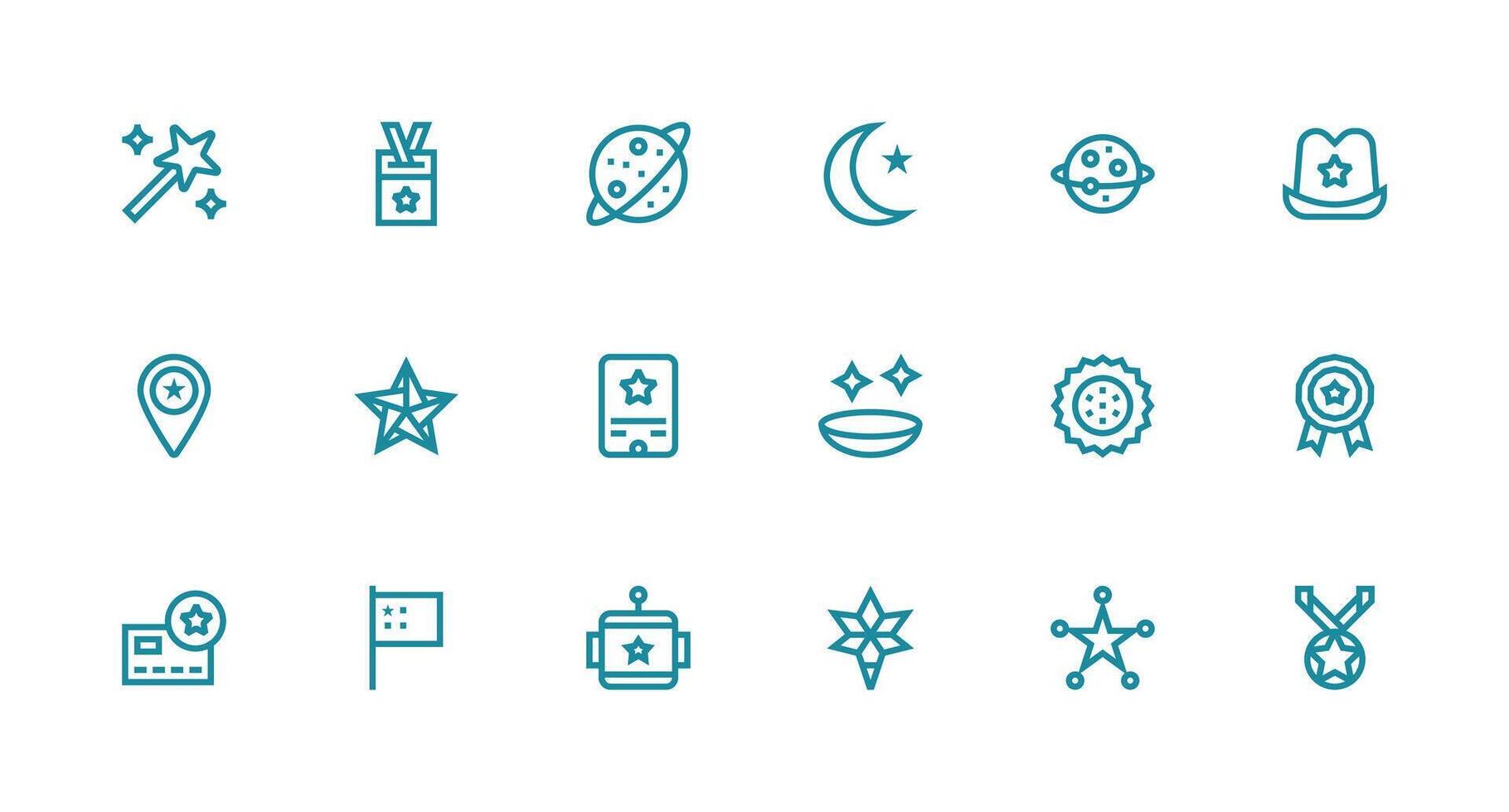 Star Set with 18 Strong Stroke Line Icons Multi-Style Icon Collection vector