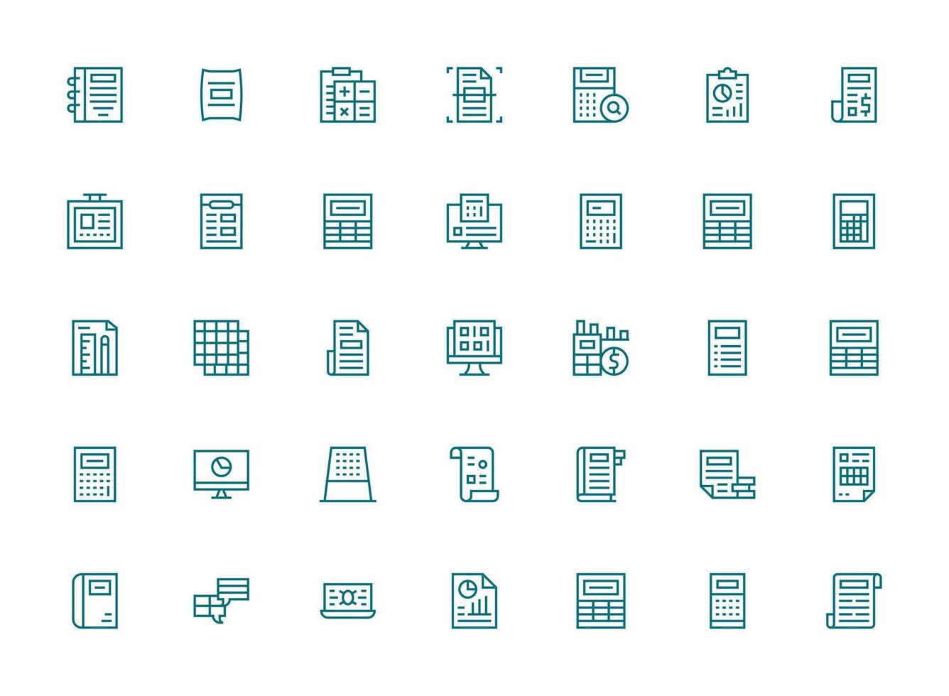 35 Regular Clean Line Style Icons from Spreadsheet Collection Clean Icon Collection for Web Use vector