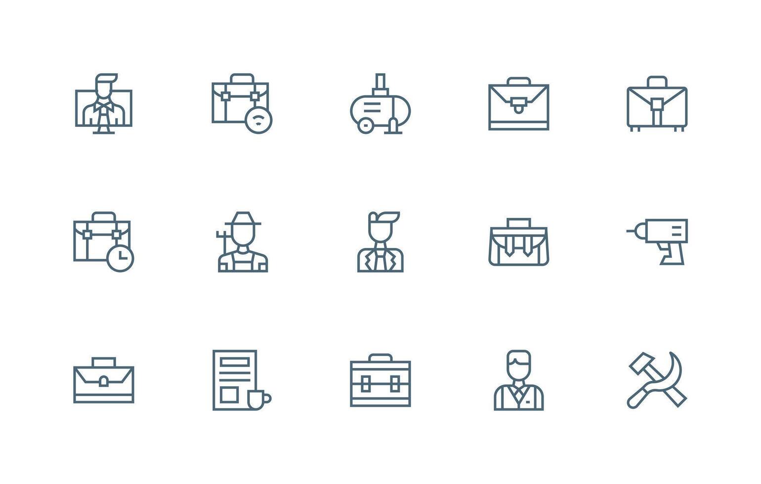 15 Regular Line Vectors for Work Theme Core Icon Collection for Daily Tasks