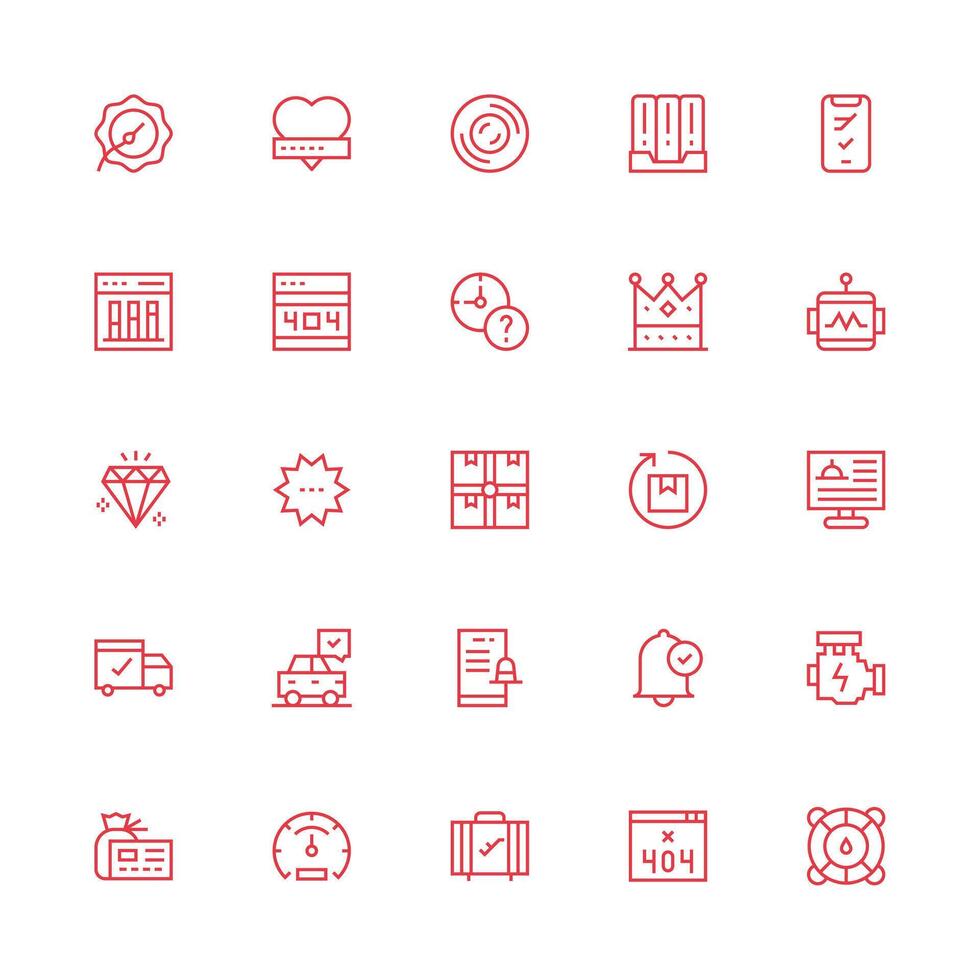 25 Medium Stroke Outline Style Icons from Status Collection Design Ready Icon Set for Teams vector