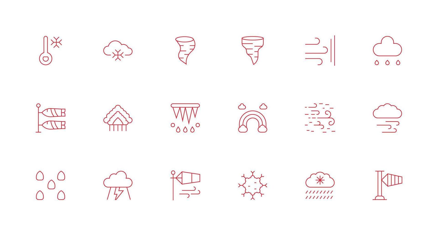 18 Minimal Line Vectors for Meteorological Theme Interface Icon Collection for Daily Projects