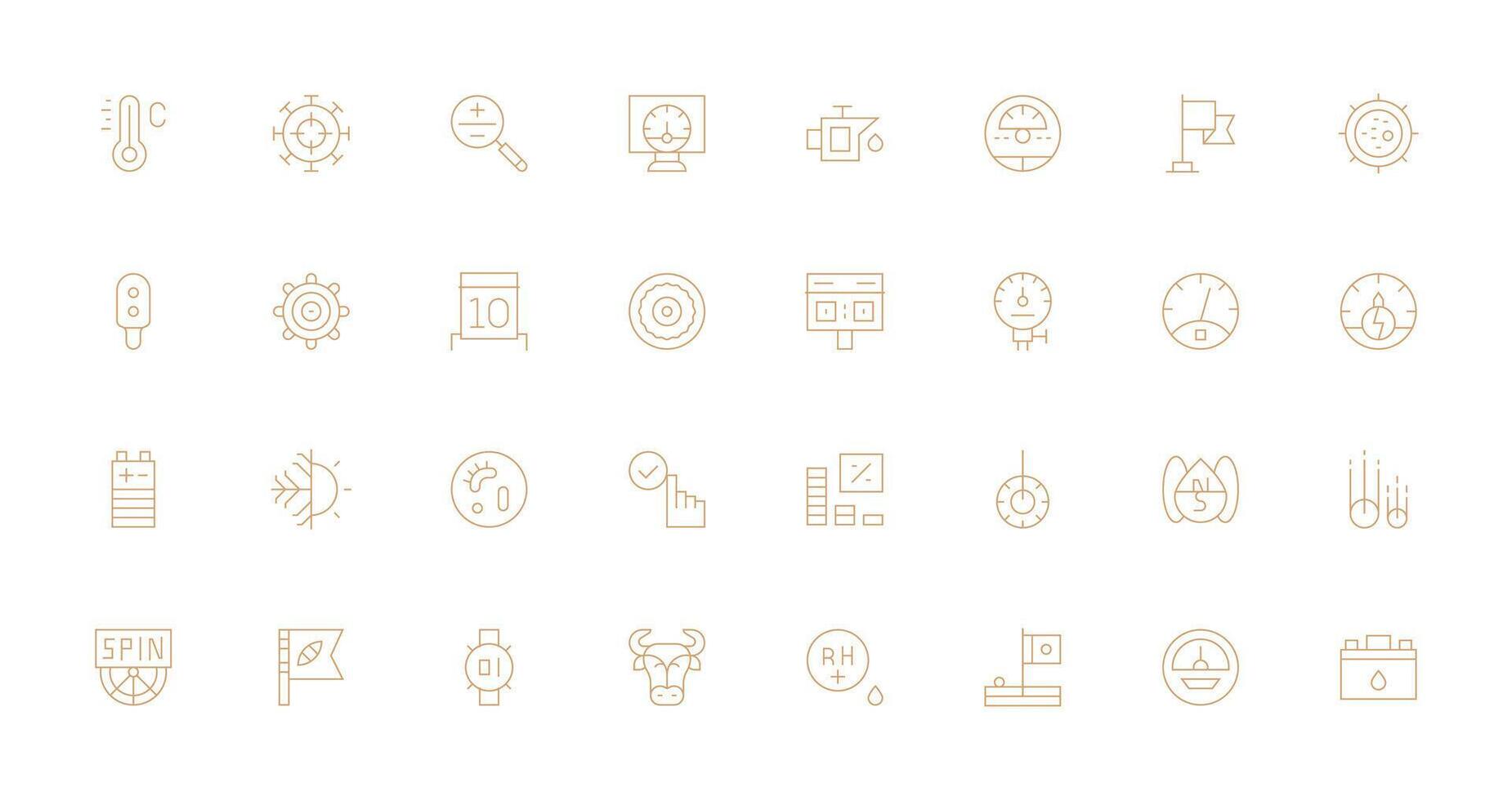 Indicator Icon Set with 32 Thin Line Graphics Complete Icon Bundle for Web Design vector