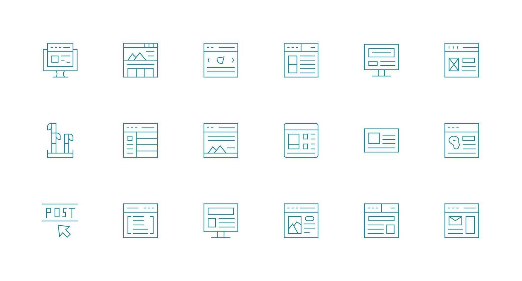Blog Set with 18 Minimal Line Icons Organized Icon Pack for Quick Access vector