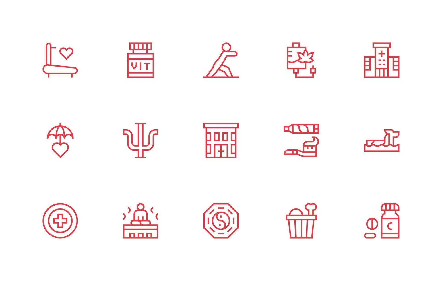 15 Regular Line Vectors for Wellness Theme Clean Icon Collection for Web Use