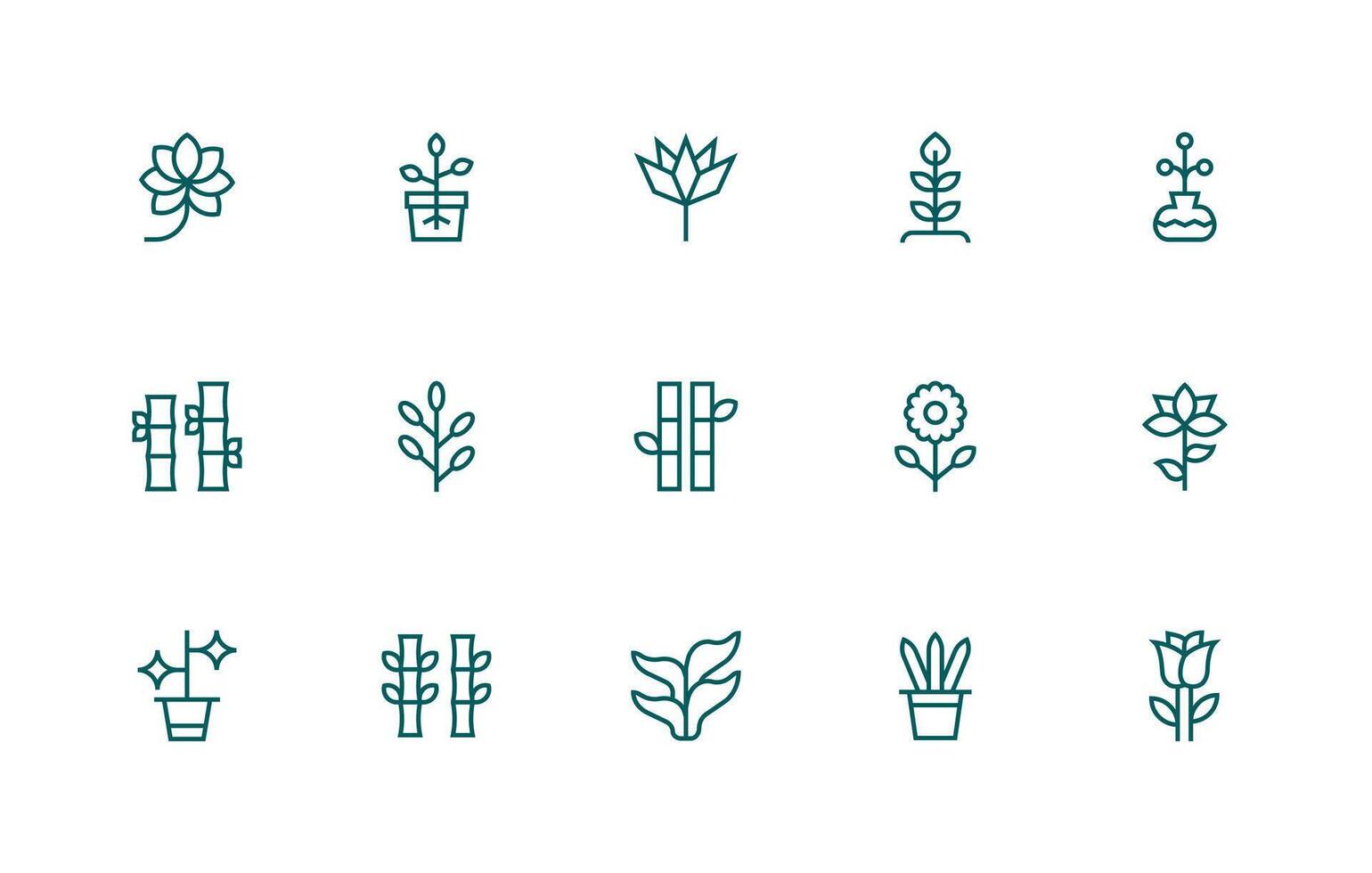 Regular Line Style Stem Icons with 15 Vectors Responsive Icon Set for Flexible Layouts
