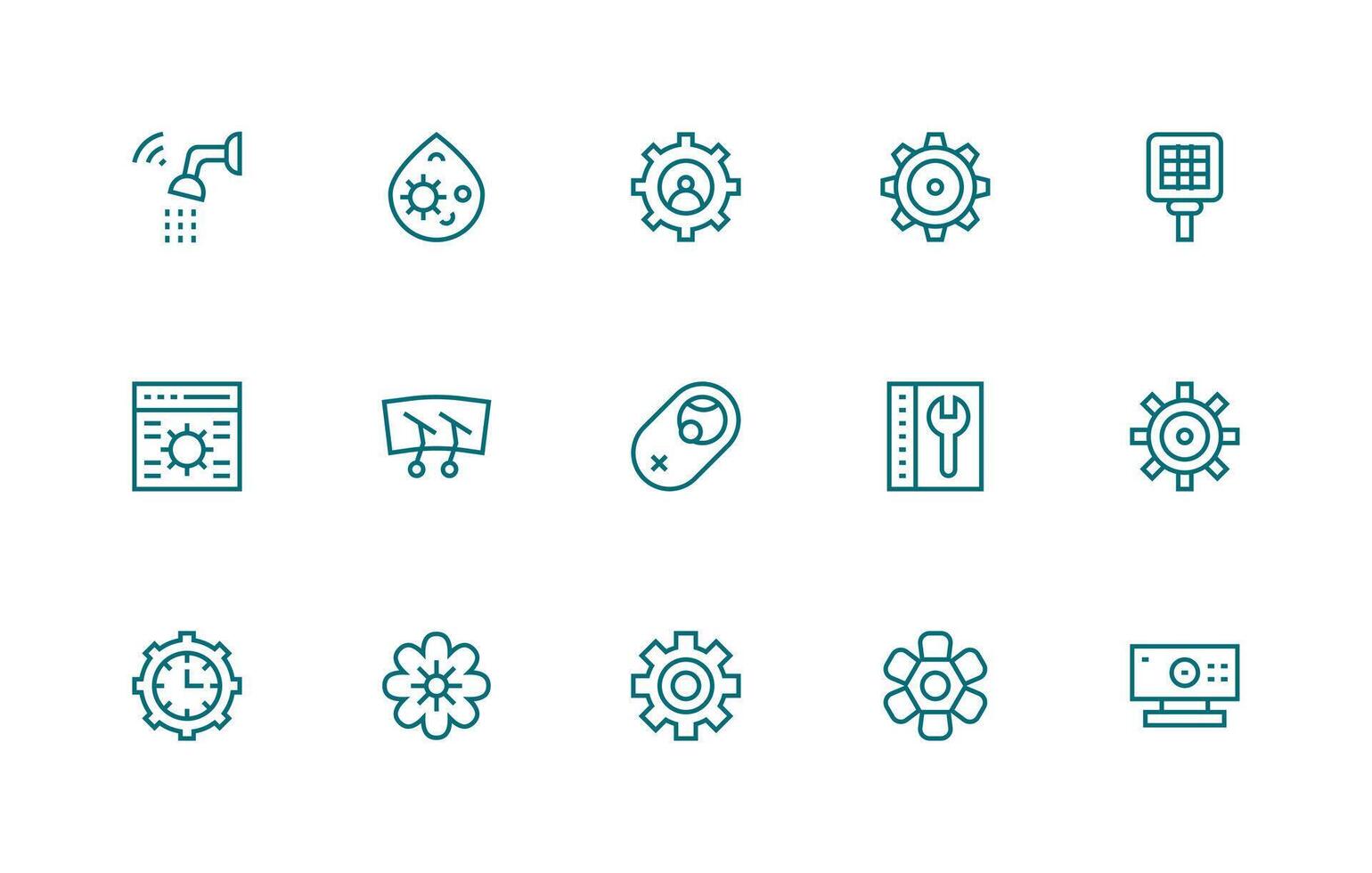 Settings Set with 15 Regular Line Icons Layout Icon Collection vector