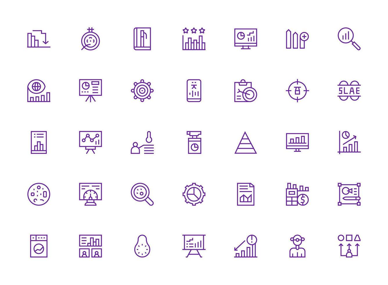 35 Regular Clean Line Style Icons from Metrics Collection Icon Set for Web vector